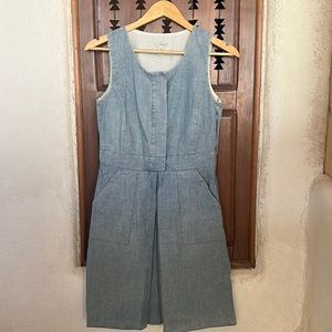 New J. Crew cotton chambray sleeveless dress with pockets 2
